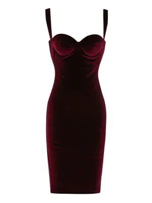 Trend4us Velvet Sweetheart Midi Dress