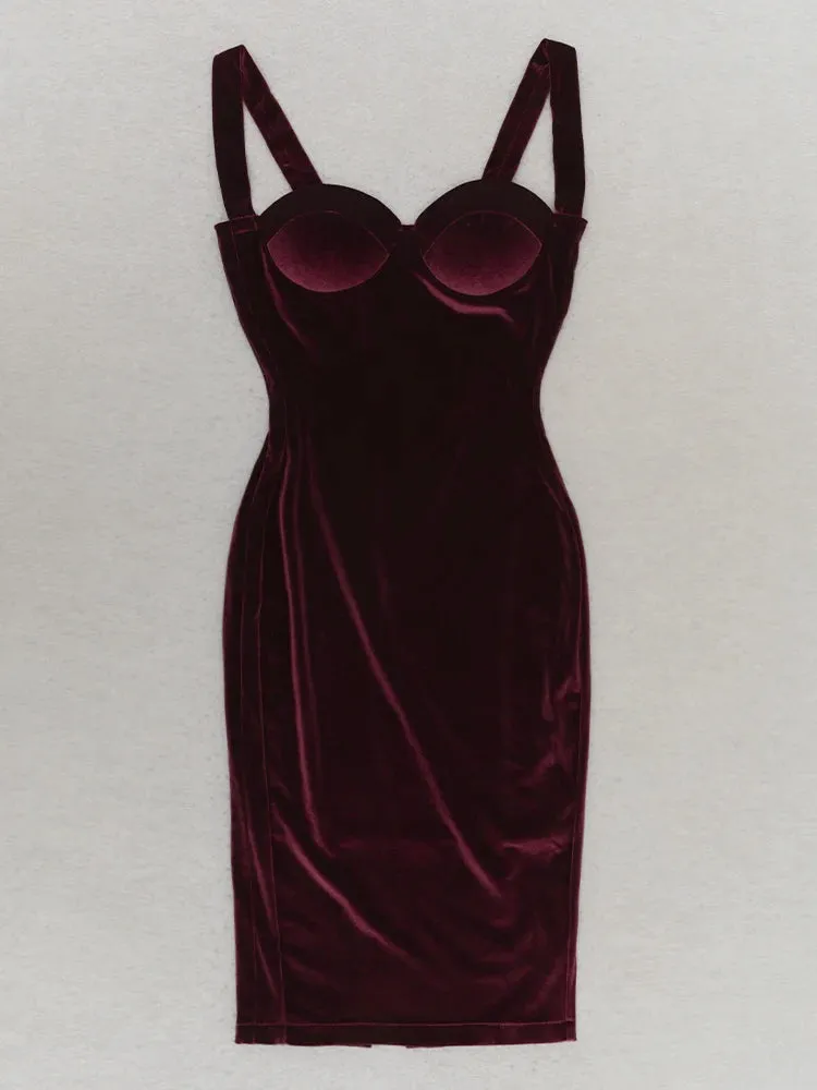 Trend4us Velvet Sweetheart Midi Dress