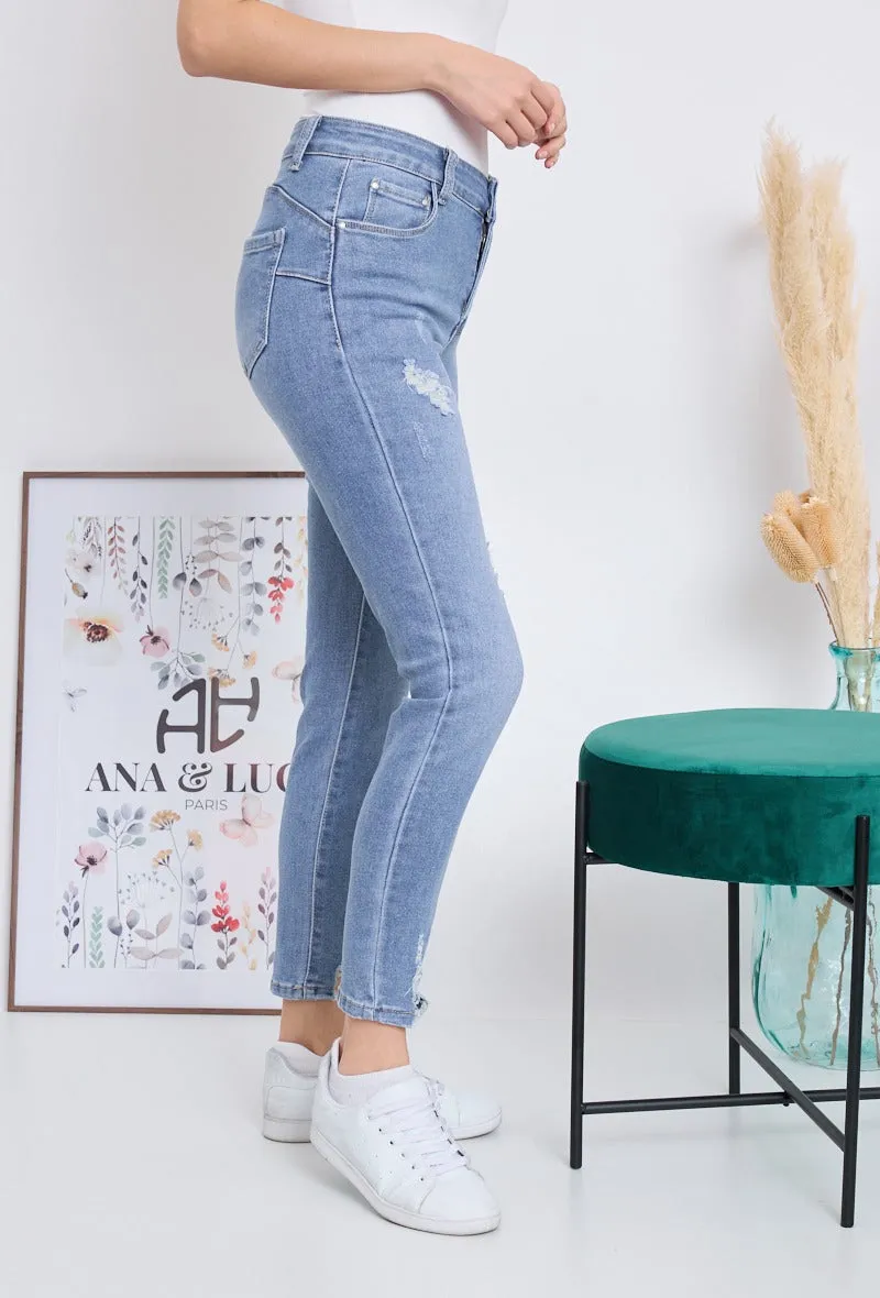 Wholesale Denim Skinny Ripped Jeans With Push Up Effect