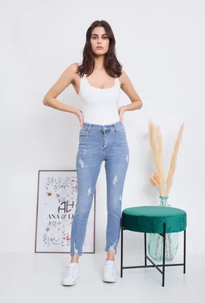 Wholesale Denim Skinny Ripped Jeans With Push Up Effect