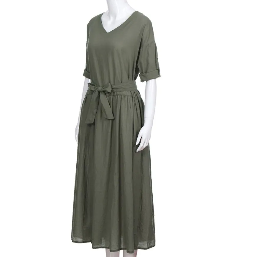 Women's Autumn Casual Loose V-Neck Maxi Dress