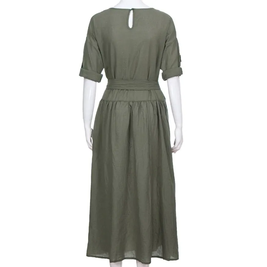 Women's Autumn Casual Loose V-Neck Maxi Dress