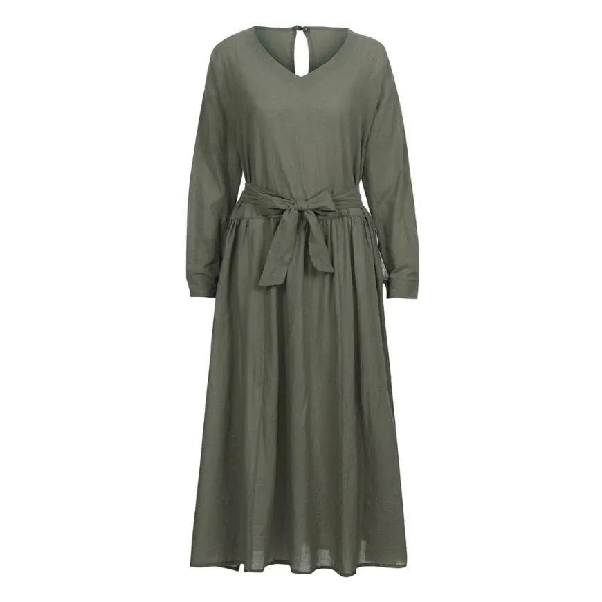 Women's Autumn Casual Loose V-Neck Maxi Dress