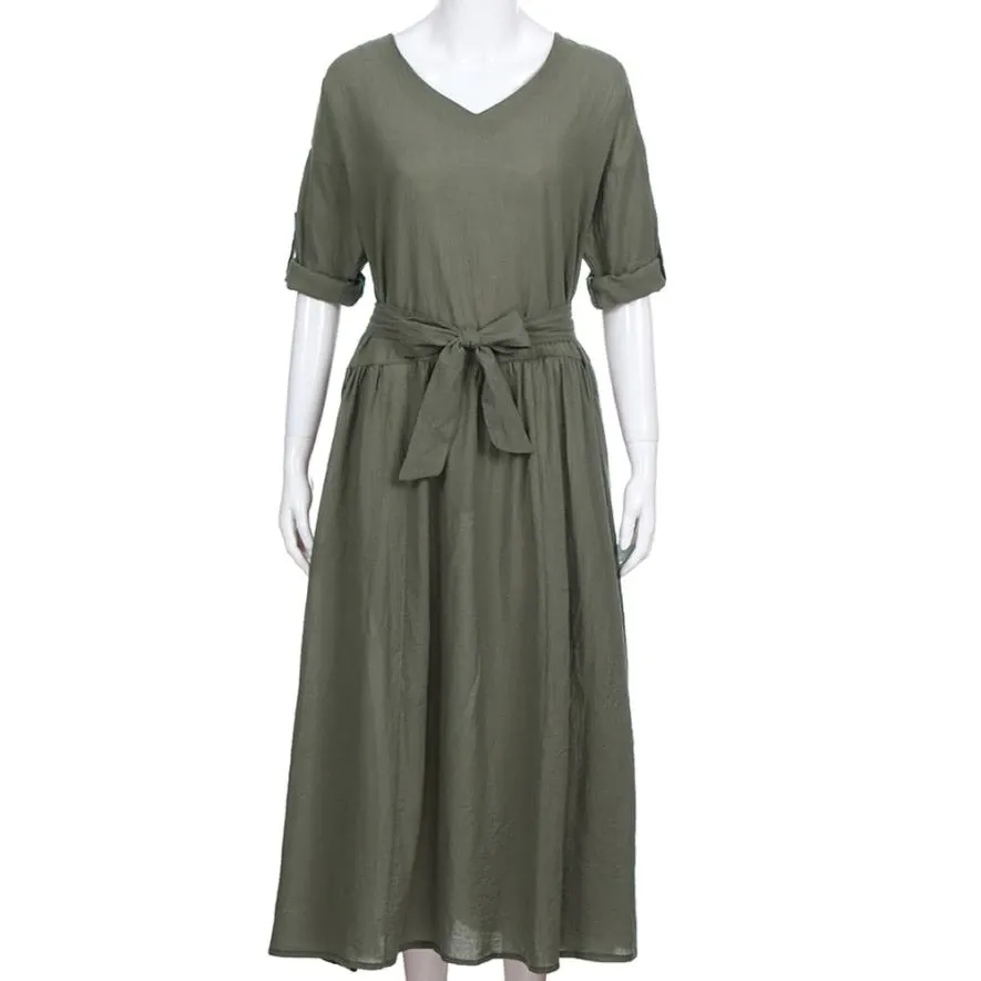 Women's Autumn Casual Loose V-Neck Maxi Dress