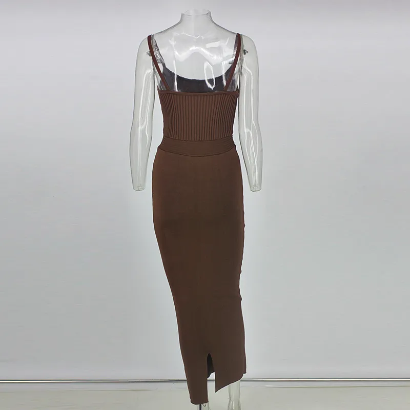 Women's Casual Polyester Knitted Slim Long Dress