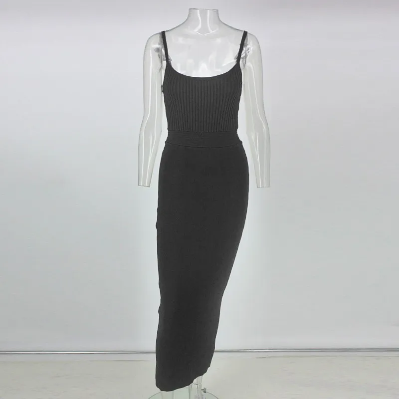 Women's Casual Polyester Knitted Slim Long Dress