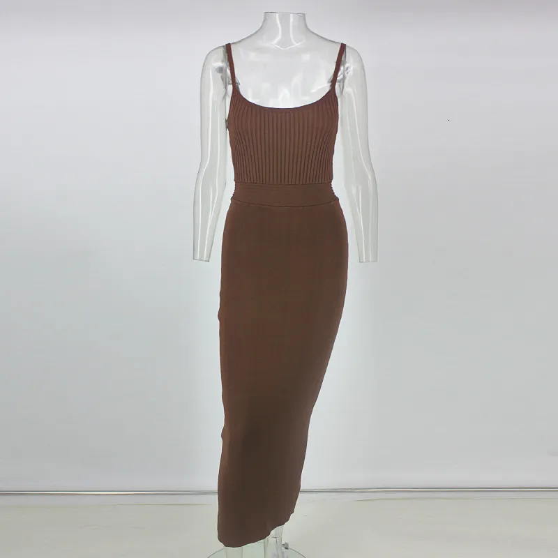 Women's Casual Polyester Knitted Slim Long Dress