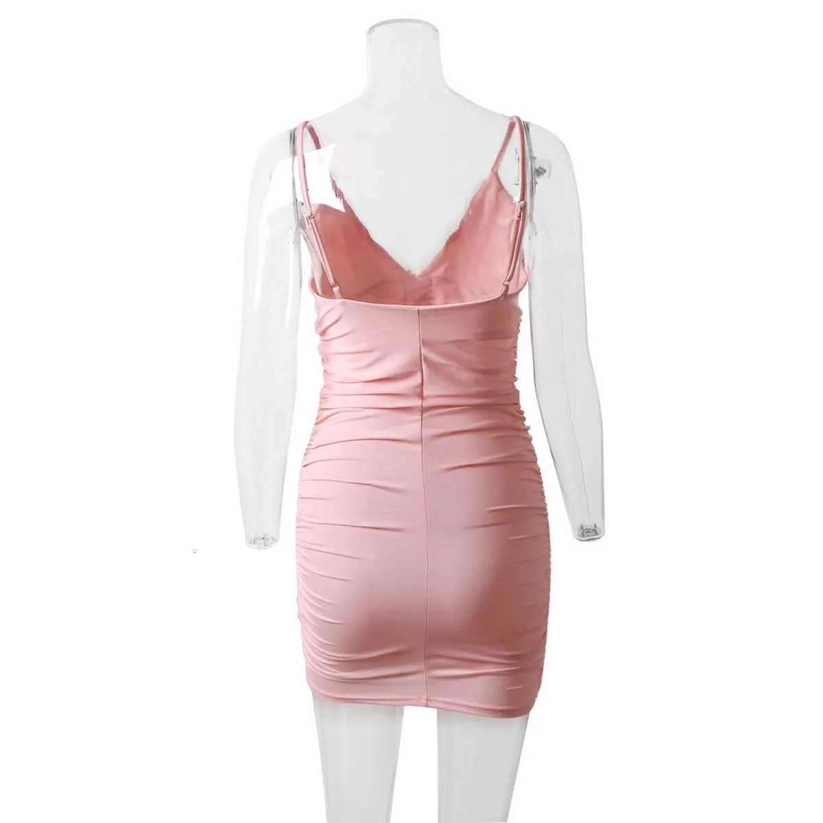 Women's Casual Sheath Lace-Up V-Neck Mini Dress