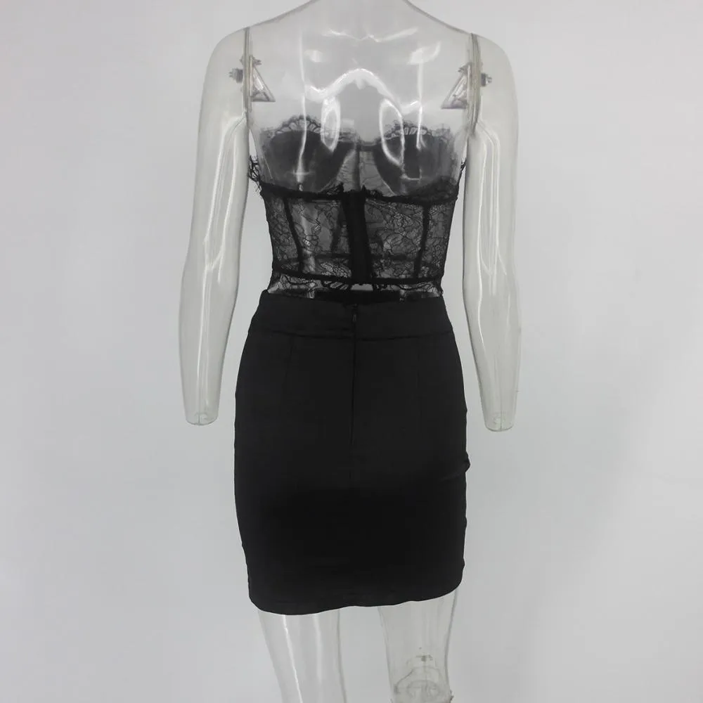 Women's Lace Off-Shoulder Two-Piece Mini Dress