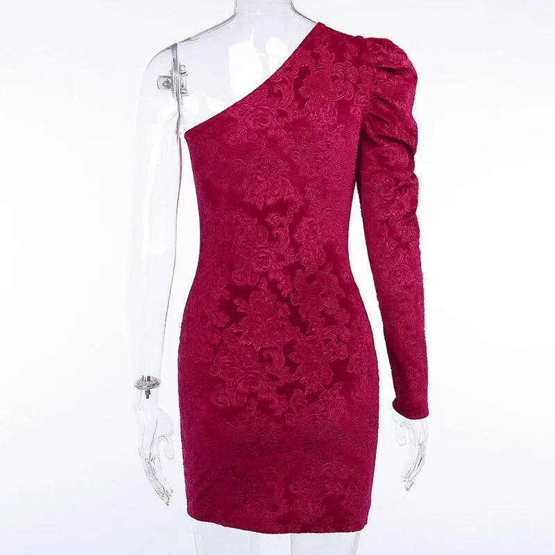 Women's One Shoulder Bodycon Elastic Mini Dress