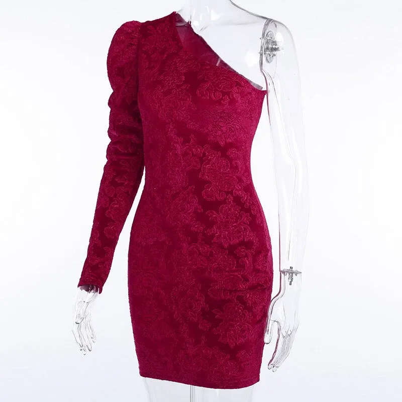 Women's One Shoulder Bodycon Elastic Mini Dress