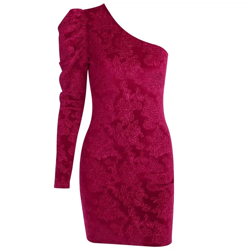 Women's One Shoulder Bodycon Elastic Mini Dress