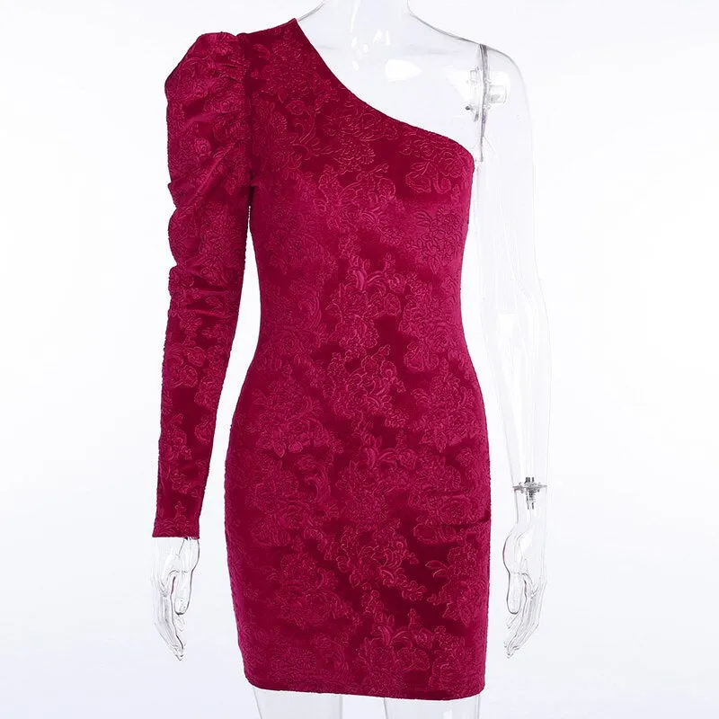 Women's One Shoulder Bodycon Elastic Mini Dress