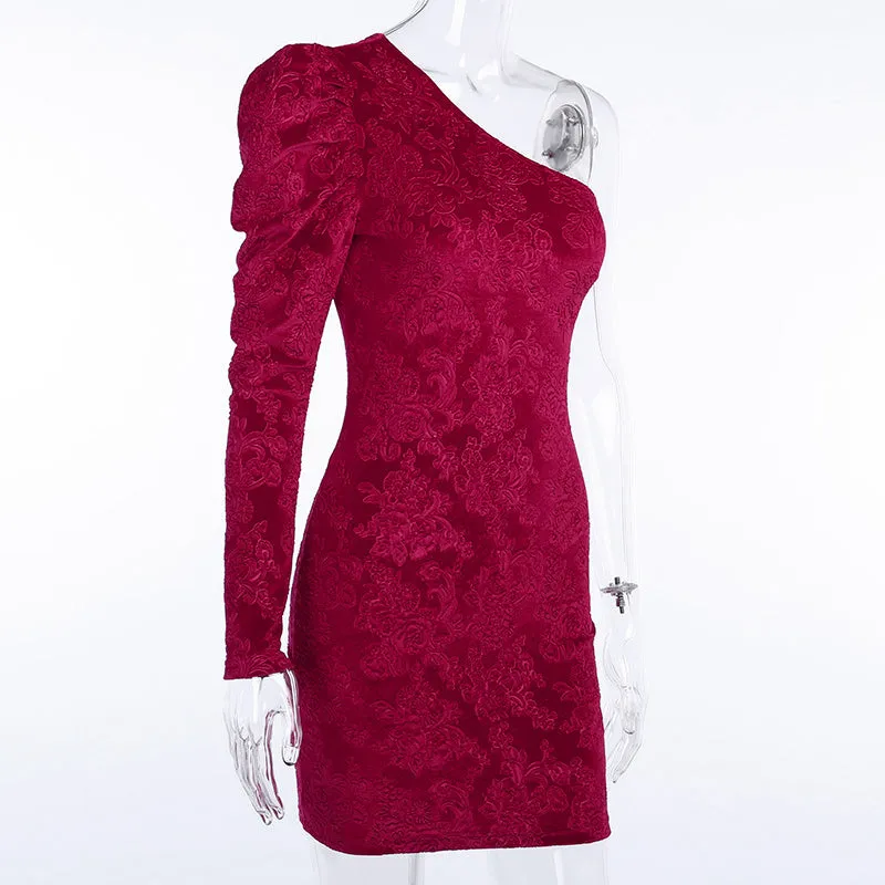 Women's One Shoulder Bodycon Elastic Mini Dress