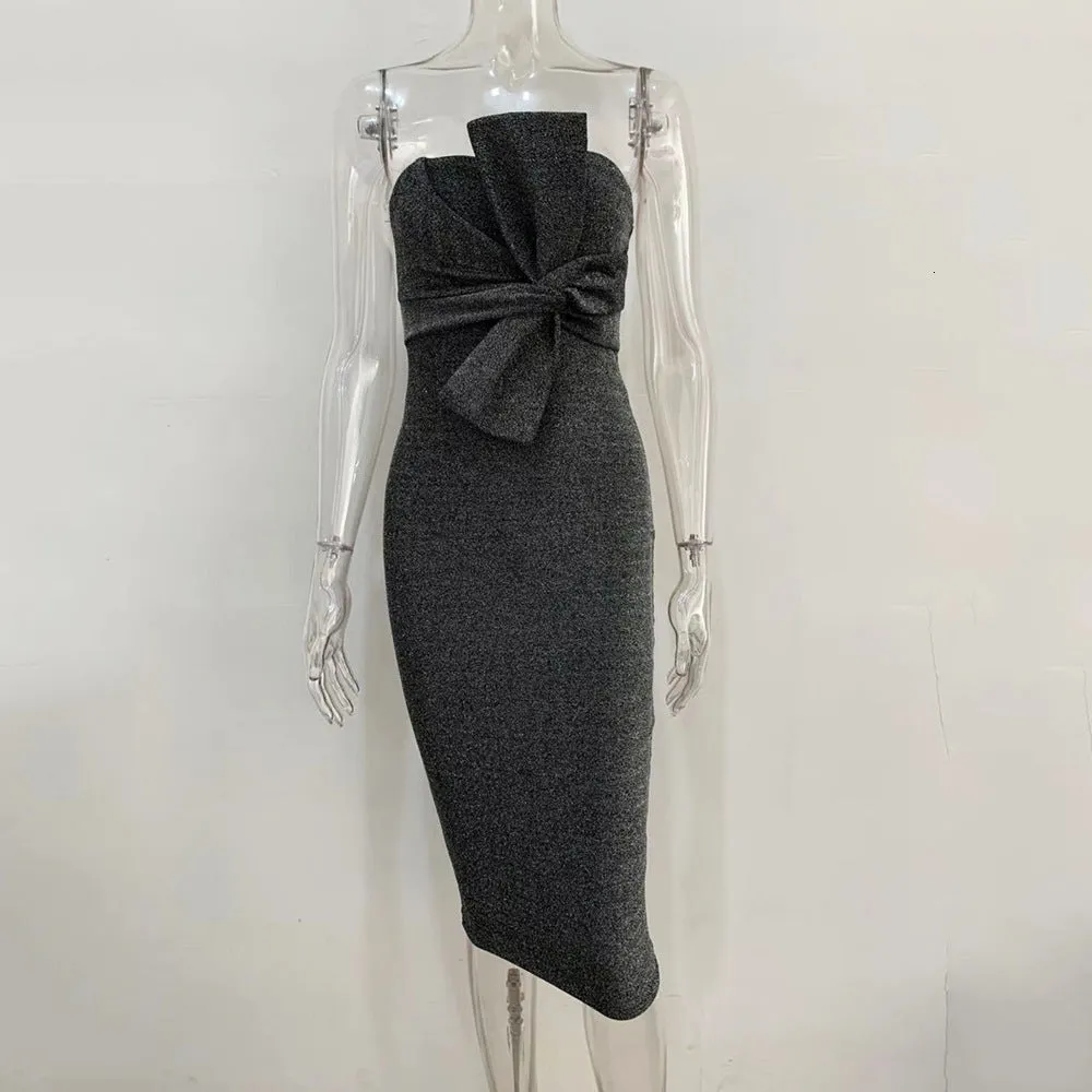 Women's Sheath Off-Shoulder Midi A-Line Dress