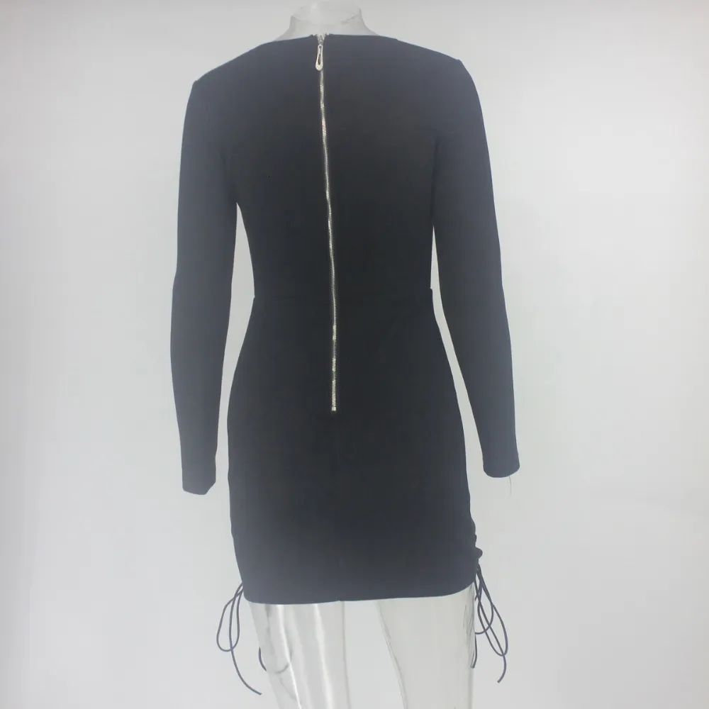 Women's Sheath V-Neck Long-Sleeved Mini Dress