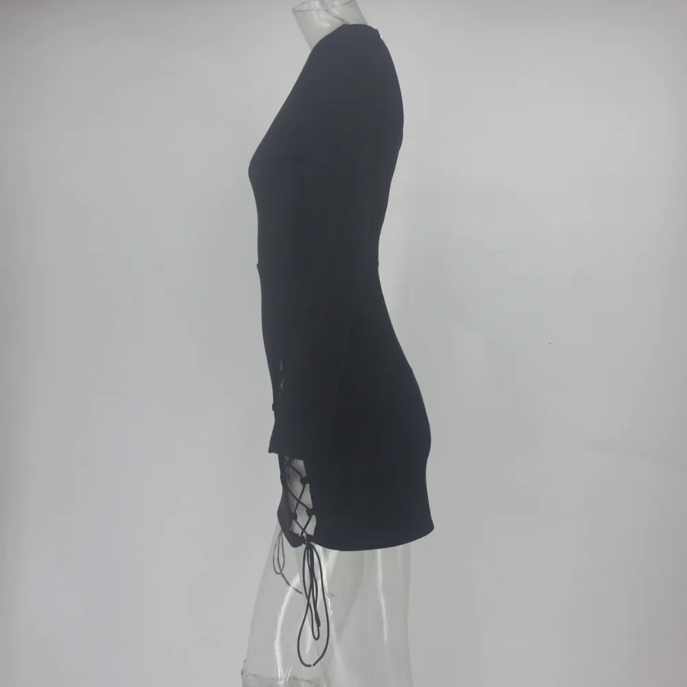 Women's Sheath V-Neck Long-Sleeved Mini Dress