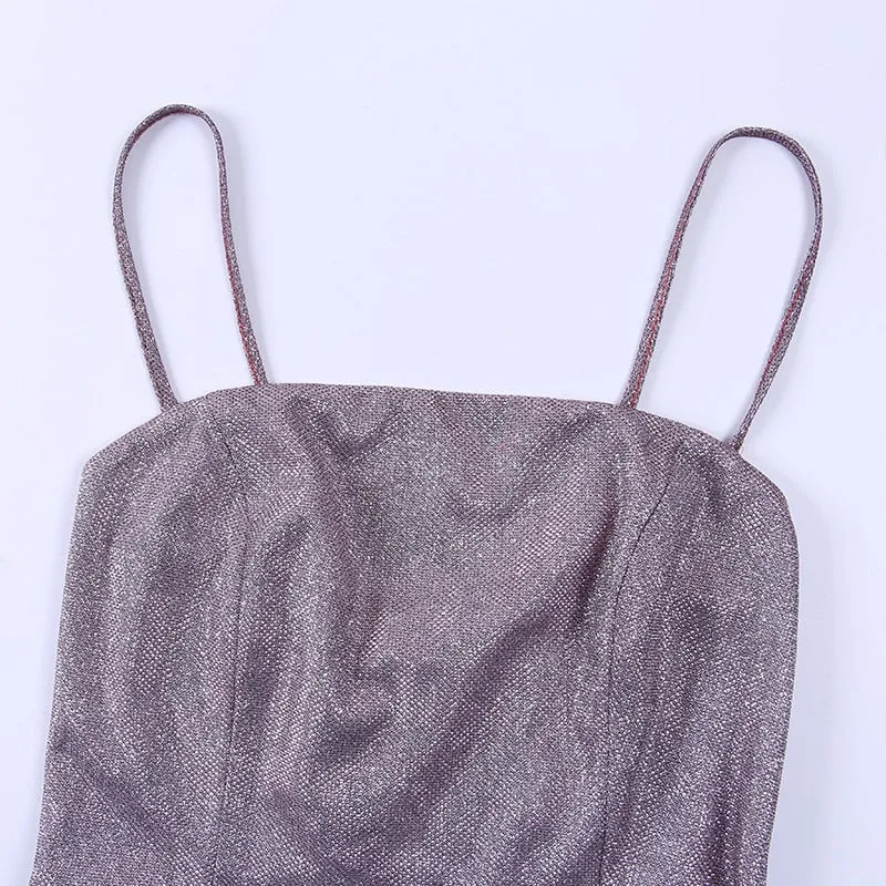 Women's Slim Shining Ruched Mini Dress