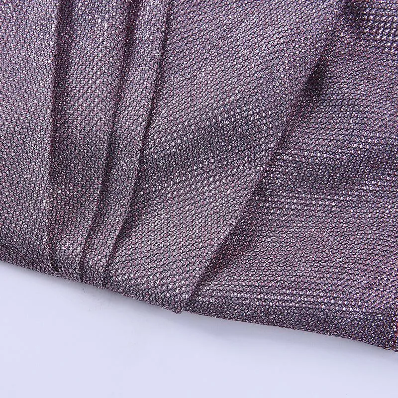 Women's Slim Shining Ruched Mini Dress