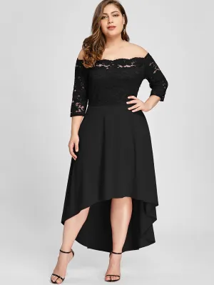 Women's Spring/Autumn Off-Shoulder Asymmetrical Lace Party Dress