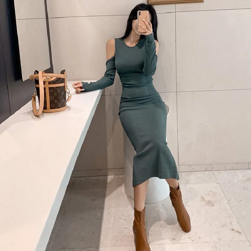 Women's Spring/Autumn Sweater Sheath Long Dress