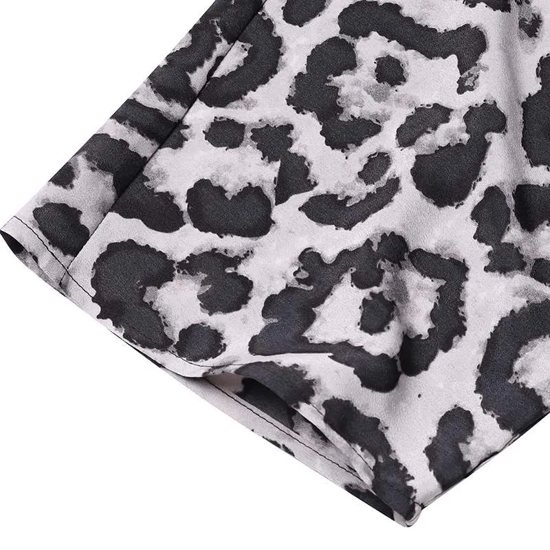 Women's Summer A-Line V-Neck Leopard Long Dress