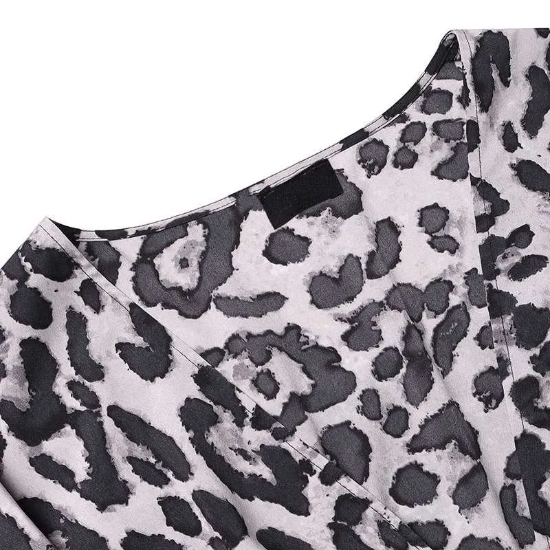 Women's Summer A-Line V-Neck Leopard Long Dress