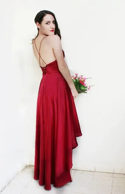 Women's Summer Asymmetrical Deep V-Neck Crisscross Backless Maxi Dress