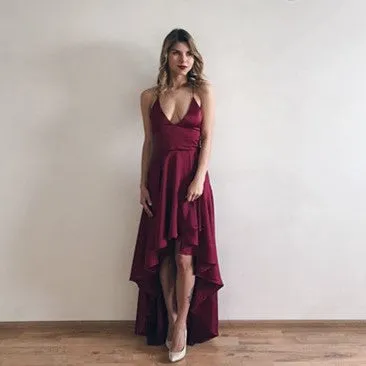 Women's Summer Asymmetrical Deep V-Neck Crisscross Backless Maxi Dress