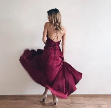 Women's Summer Asymmetrical Deep V-Neck Crisscross Backless Maxi Dress