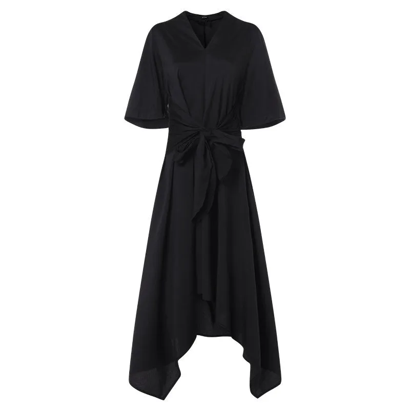 Women's Summer Casual Asymmetrical V-Neck High-Waist Dress
