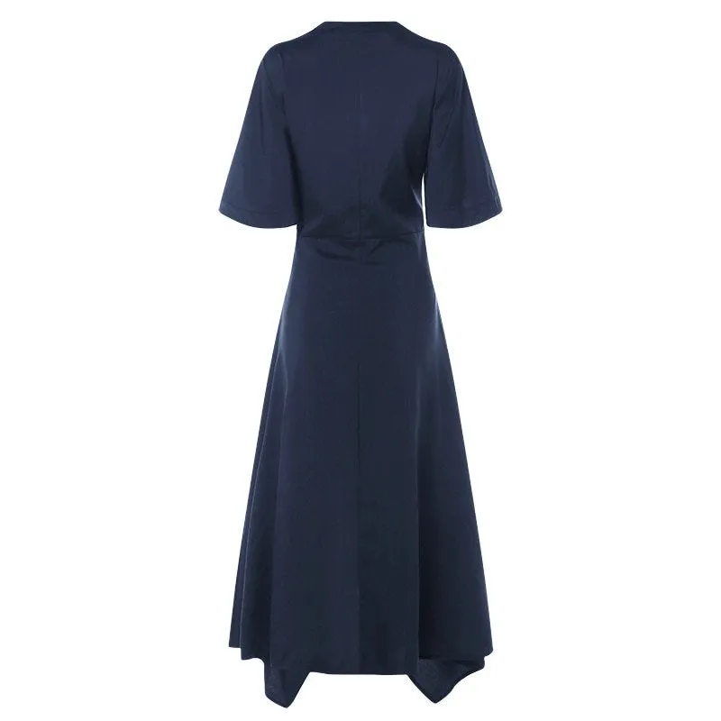 Women's Summer Casual Asymmetrical V-Neck High-Waist Dress