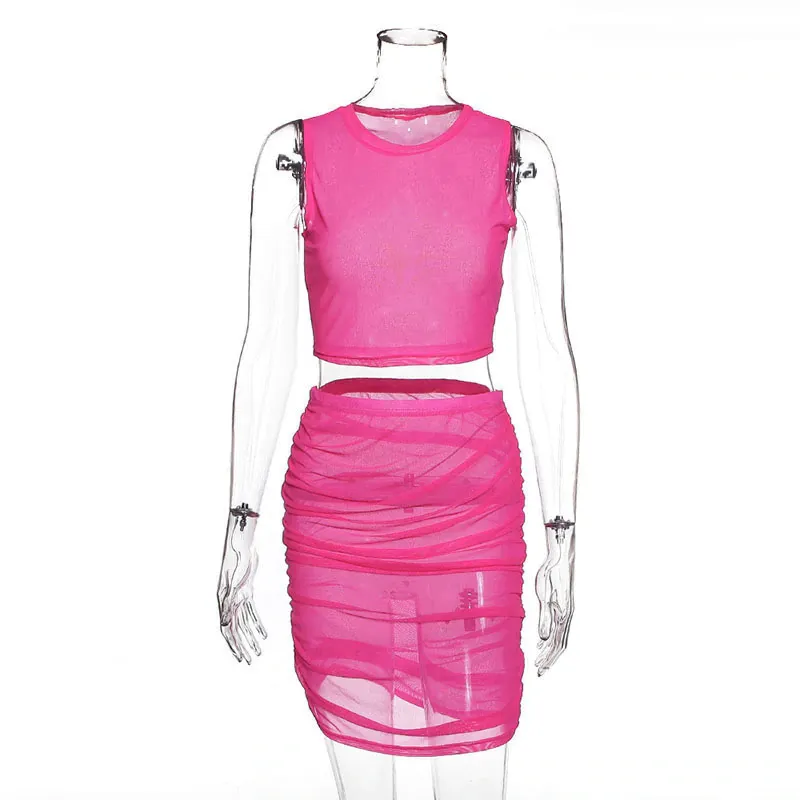 Women's Summer Casual Transparent Mesh Two-Piece Dress