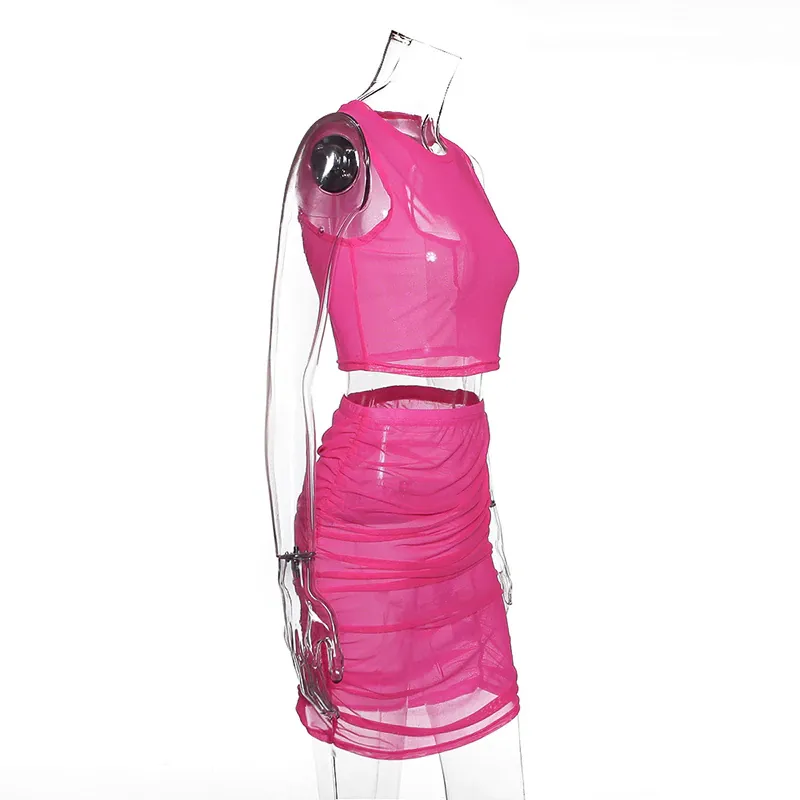 Women's Summer Casual Transparent Mesh Two-Piece Dress