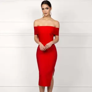Women's Summer Off-Shoulder Polyester Sheath Dress