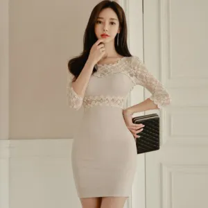 Women's Summer Sheath Lace Patchwork Mini Dress